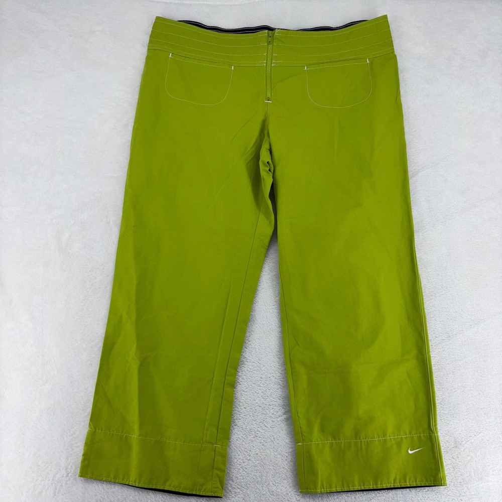 Nike Womens Lime Green Cropped Wide Leg Pants Size 16 Sporty Athletic Casual